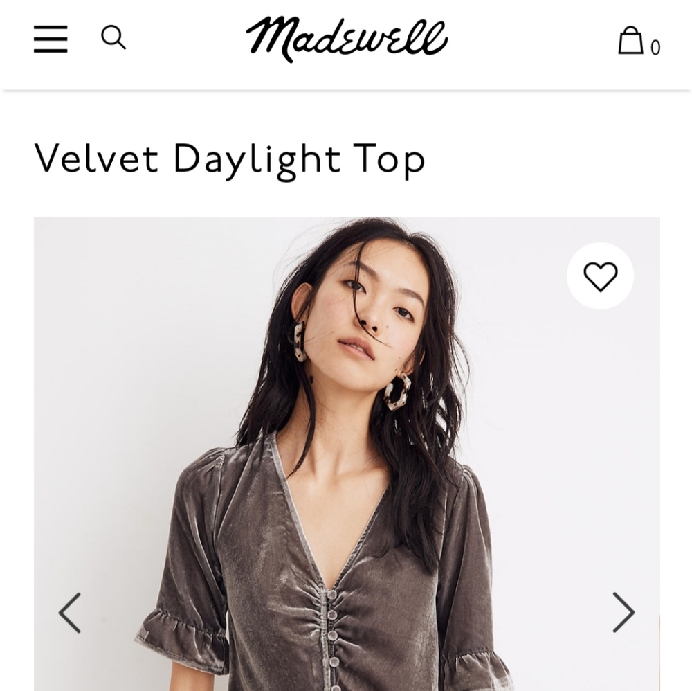 Madewell Velvet Daylight top-EUC